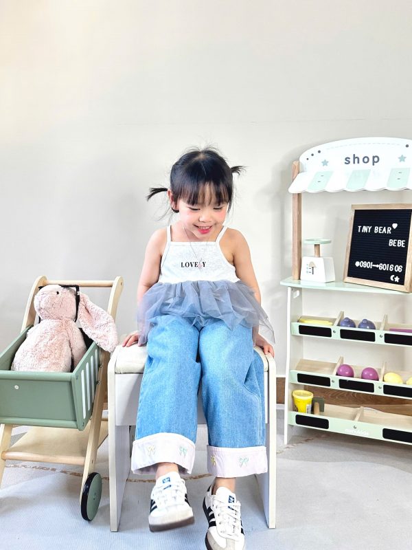 Set Bé Tulle Bay Bổng – Áo Dây & Jean Gấu Nơ - Ảnh 2