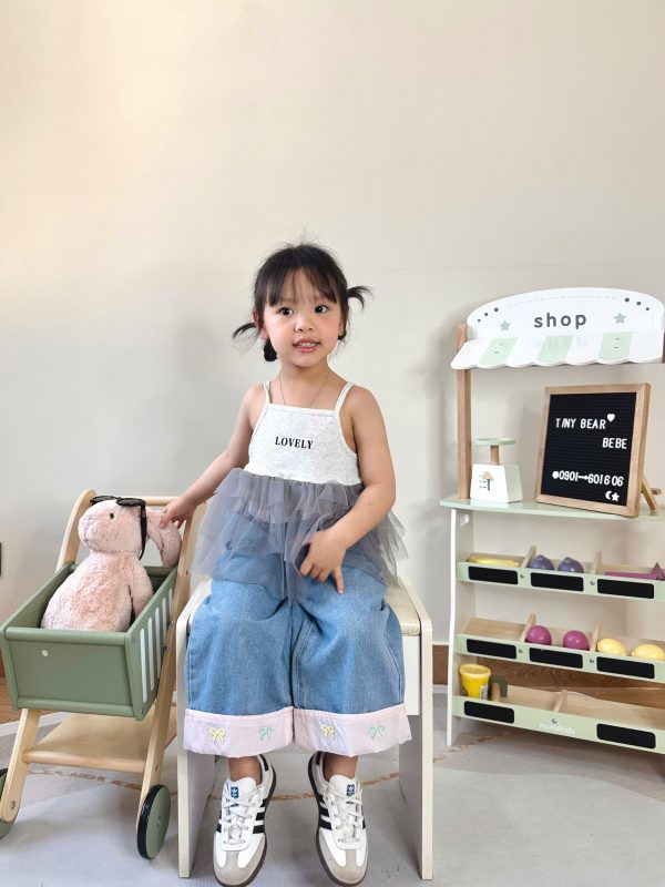 Set Bé Tulle Bay Bổng – Áo Dây & Jean Gấu Nơ - Ảnh 4