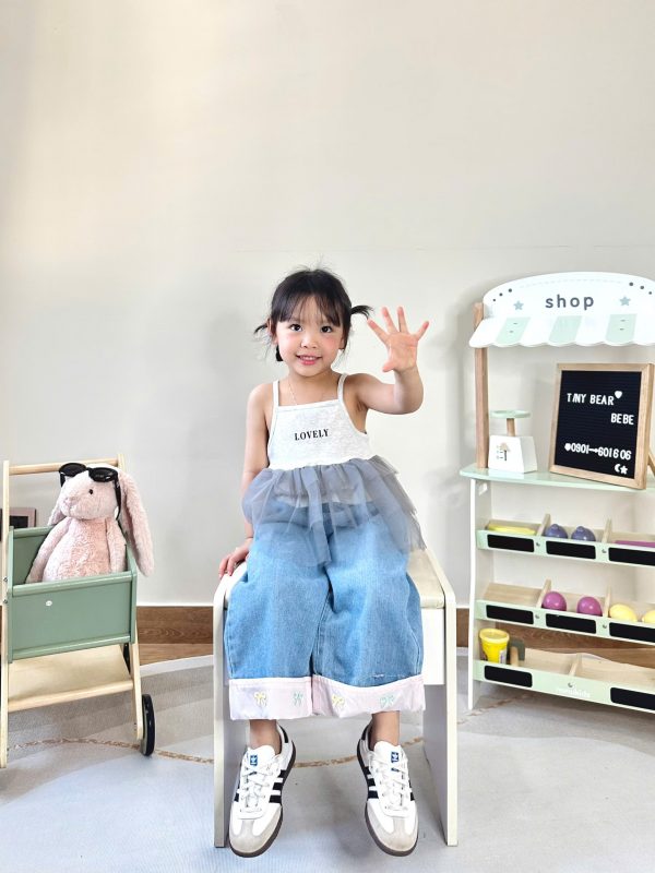 Set Bé Tulle Bay Bổng – Áo Dây & Jean Gấu Nơ - Ảnh 5