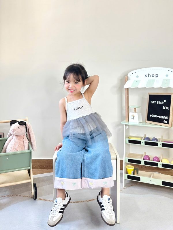 Set Bé Tulle Bay Bổng – Áo Dây & Jean Gấu Nơ - Ảnh 3